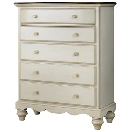 Chest with 5 Drawers and Stacked Bun Feet